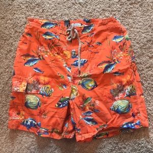 Ralph Lauren Polo Hawaiian Floral Fish Swimsuit M